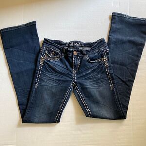 L.A.Idol jeans with large stitching and embellishments size 7